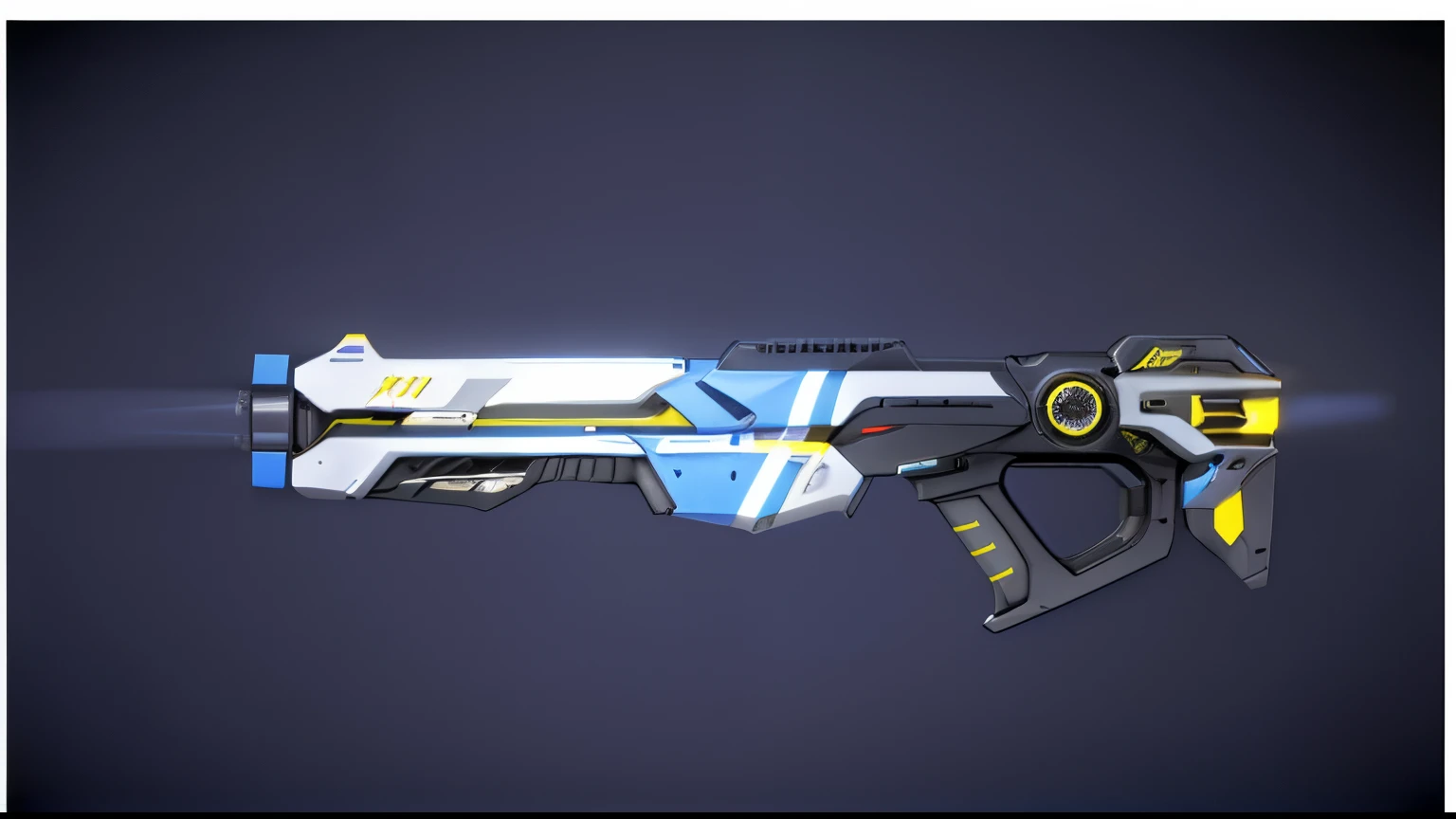Close-up of toy gun with yellow and blue stripes, sci - fi weapon, futuristic weapon shotgun, futuristic weapon, Realistic weapons, Future gun, energy rifle, weapon design, reality spear, Super detailed and super sharp, futuristic assault rifle, Realistic gun design, futuristic pistol, extremely detaile, realistic gun, weapon concept art, sci-fi sword