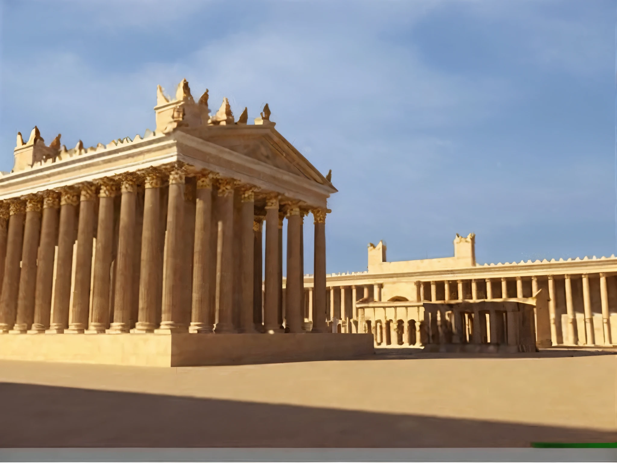 arafed model of a building with a large columned structure, ancient greek temple, ancient temple, ancient greek city, giant columns palace, greek temple, roman architecture, roman city, monumental giant palace, surrealistic roman architecture, ancient buildings, ancient roman style, greek-esque columns and ruins, large temples, ancient roman setting, ancient persian city, ancient architecture