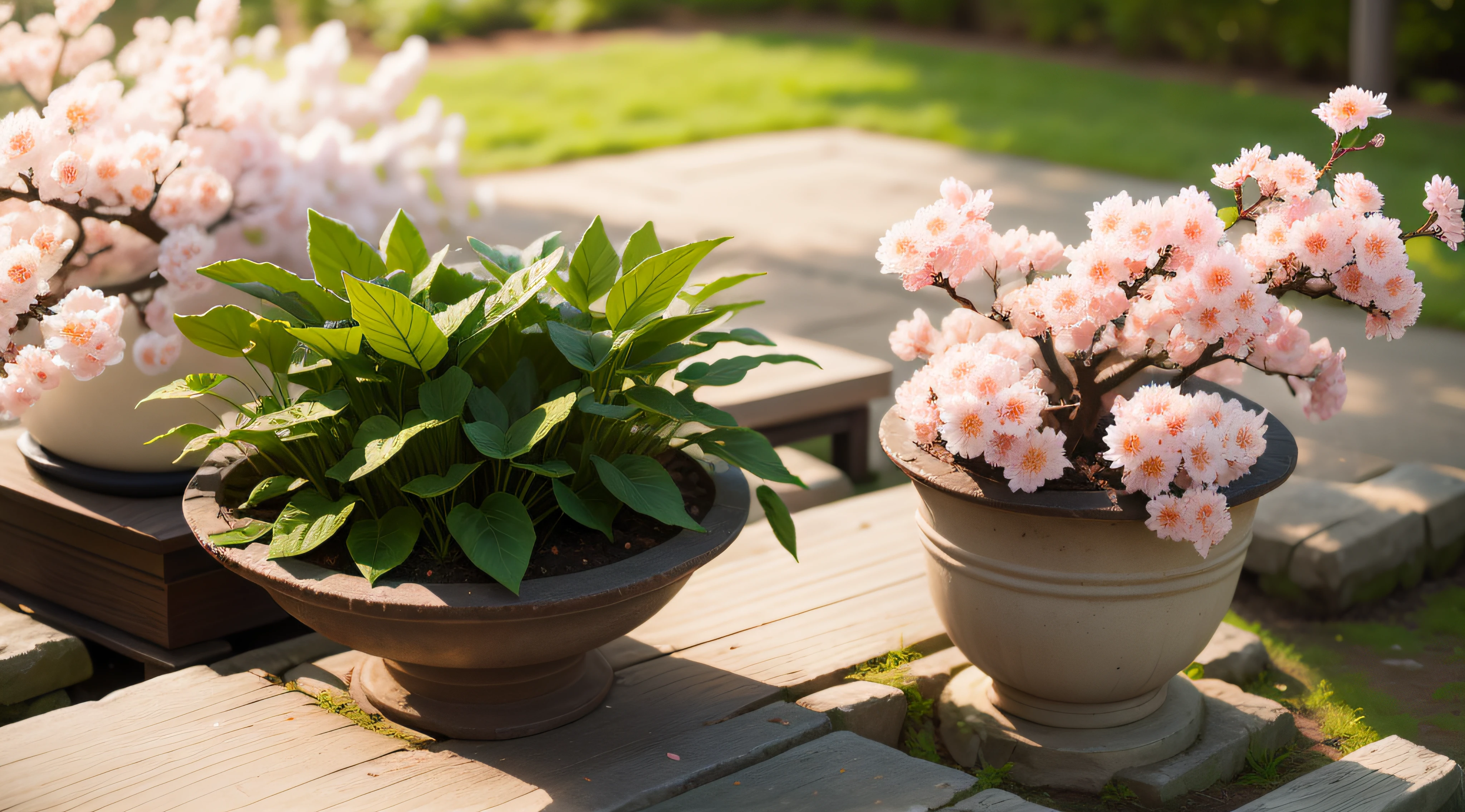 high high quality, 真实感, green leaf, Sakura blossoms, vegetable, jpn