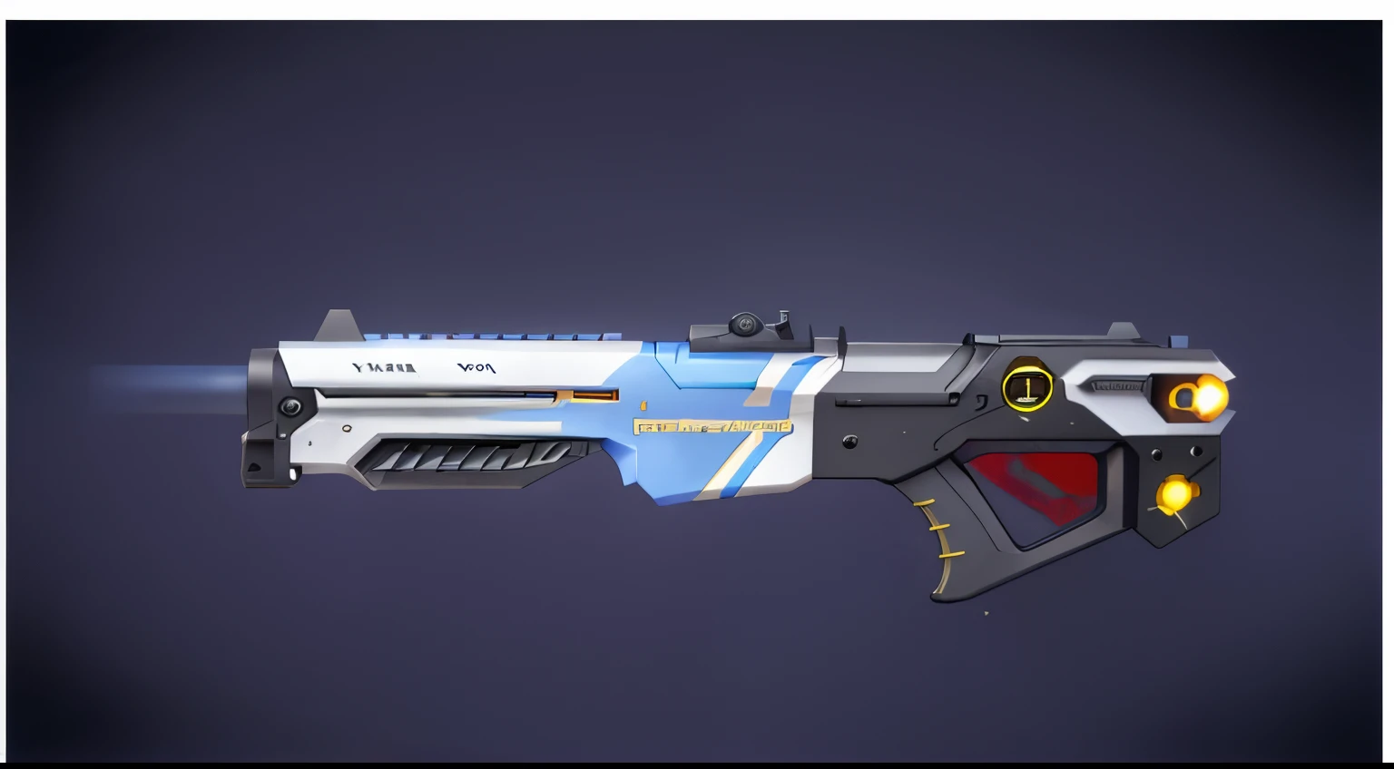 Yellow and blue striped toy gun close-up, sci - fi weapon, futuristic weapon shotgun, futuristic weapon, Realistic weapons, Future gun, energy rifle, weapon design, spear of reality, futuristic assault rifle, Super meticulous、Super sharp, Realistic gun design, futuristic pistol, The is very detailed, realistic gun, weapon concept art, sci-fi sword