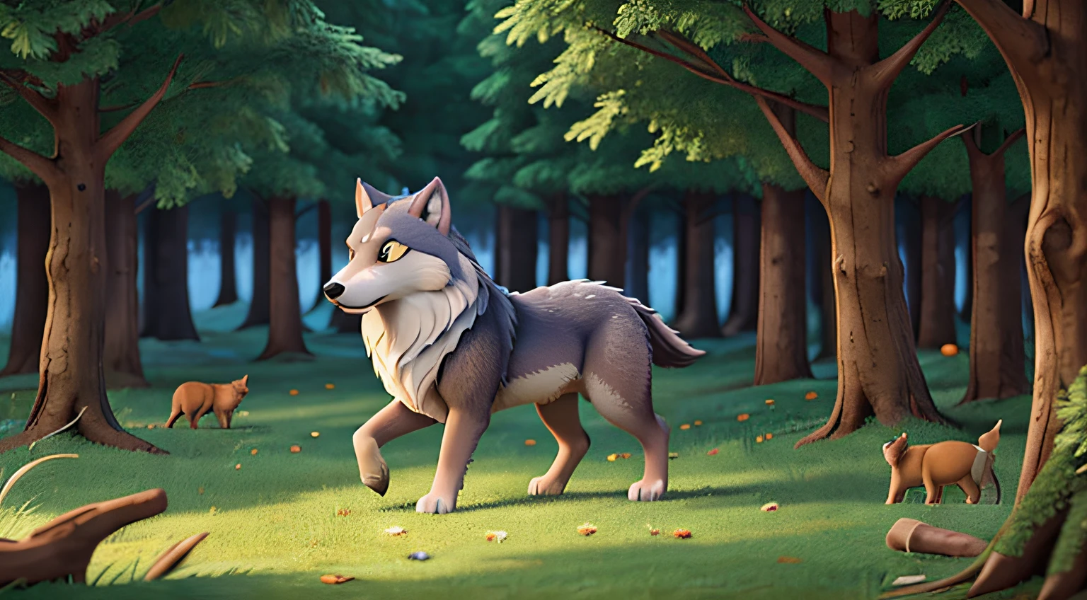 Solo, canine, (((feral))), smirking, facing viewer, erect penis, by darkgem, by mystikfox61