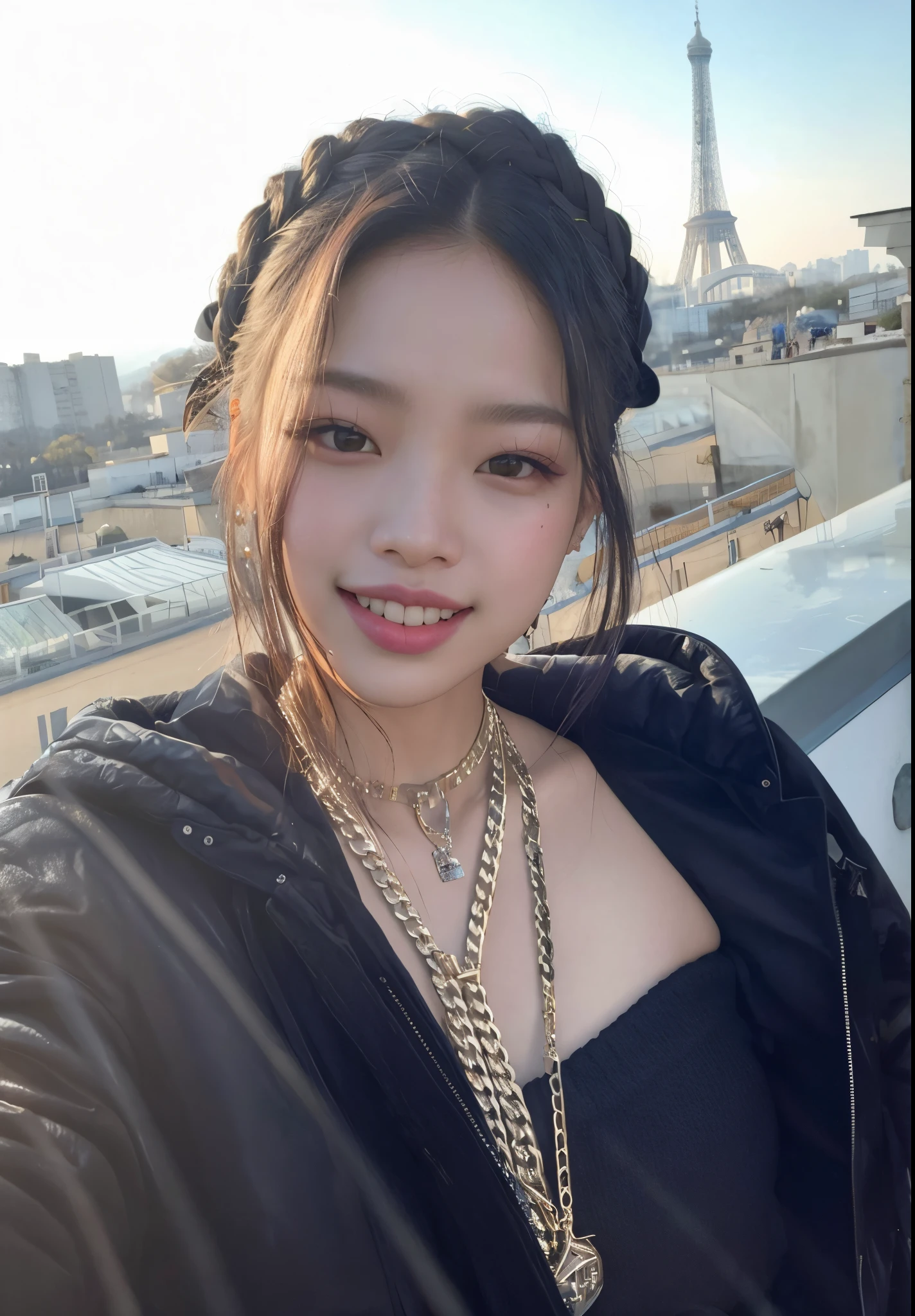 mulher arafada com uma jaqueta preta e um colar em cima de um telhado, jennie blackpink, Parque Roseanne do Blackpink, jossi do blackpink, Dom Yunjoo, Jisoo do Blackpink, louise zhang, jisoo do blackpink, gemma chen, Retrato de Jossi de Blackpink, Wenfei Ye, Lulu Chen, Gongbi, Heonhwa Choe, Chengyou Liu