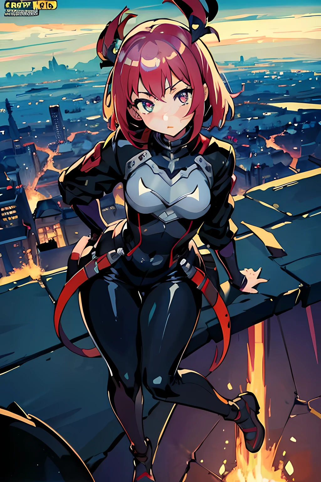 Absurd, very accurate details, highly detailed 8K wallpaper, (Transcendental Beautiful Girl: 1.5), BREAK, Short Cut, Red Hair, (Sleeveless Bodysuit of Mesh Fabric: 1.5), BREAK, Low Angle, Thigh to Head to Head, Cyberpunk, Perfect Five Fingers, BREAK, (Mechanical Joints and Mechanical Limbs: 1.4), getting down on one knee, Angry Face,