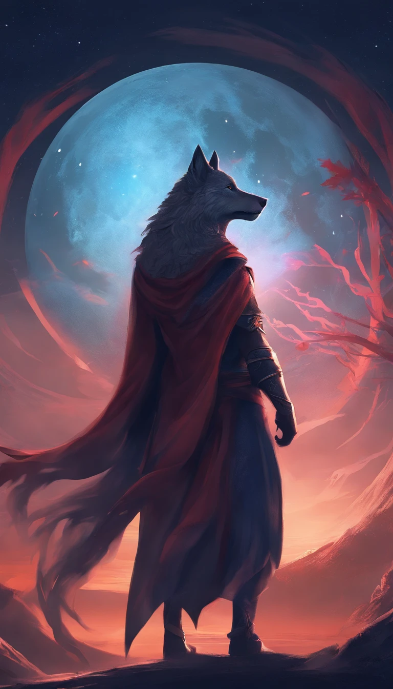 Create a captivating logo design,In the foreground is the evil ninja wolf, Bask in the eerie light of the full moon in the background. The wolf should exude a vicious feeling, with sharp, threatening characteristics. The whole scene is shrouded in a mysterious halo, and incorporate subtle elements of darkness and mystery.4K分辨率.using Cinema 4D.Fantasyart.focus on character .