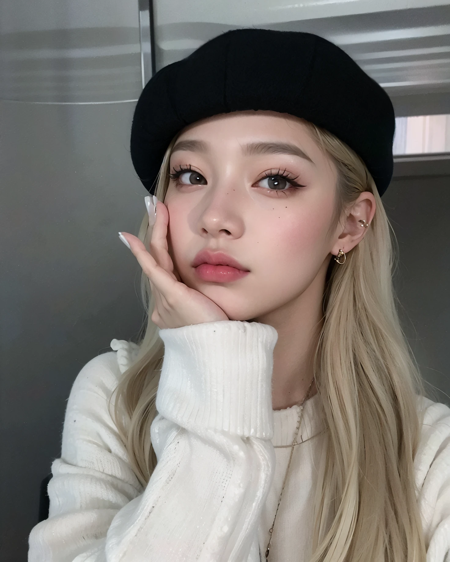 A close-up of a person wearing a hat and sweater, Parque Roseanne do Blackpink, jossi do blackpink, Cl, Casa Yunjoo, Retrato de Jossi do Blackpink, Heonhwa Choe, Jinyoung Canela, Kim Doyoung, Ulzzang, TaeJune Kim, Parque Ji-min, Jaeyeon Nam, Lalisa Manobal, coreana