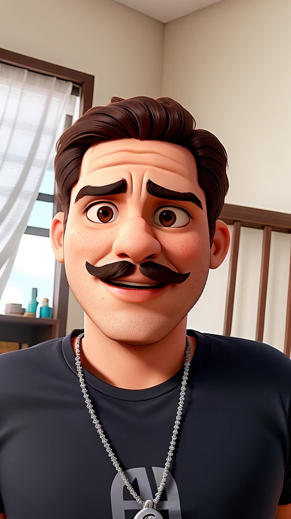 Homem gordo moreno comendo coxa de frango