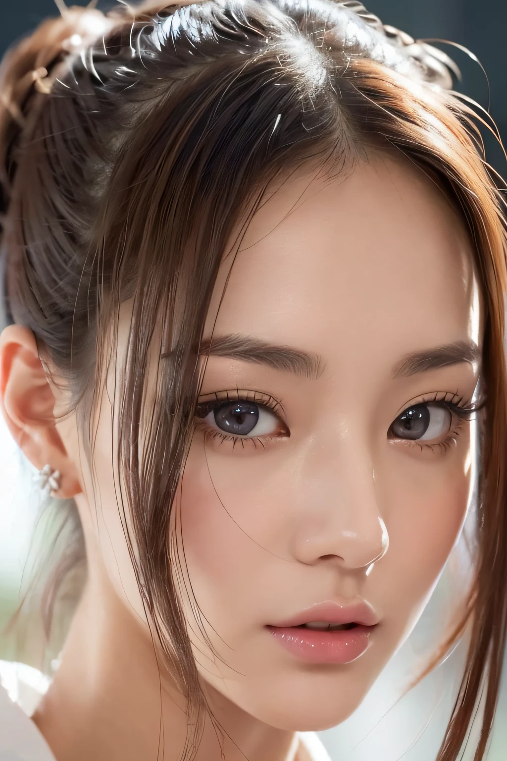 Focus on people。Create and express the best shining composition of the person in a realistic way。((masterpiece))、(((top-quality)))、((ultra-detailliert))、(A hyper-realistic)、(highly detailed CGillustration)、(extremely delicate and beautiful)、Girl a masterpiece、top-quality、Realistic skin feeling、Realistic fabric、We will introduce a realist illustration focusing on the center front of girls with realistic and ultra-detailed eyes.。This is the absolute rule, and the following sentence expresses the image quality。 The greatest painter in human history meets an unparalleled beauty、It is the greatest masterpiece in the history of the Inuiku Ichigo, which depicts the most beautiful figure of a lifetime.。 Create stunning anime artwork that is currently trending on seaStation、Introducing exquisite beauty and seductive aesthetics。Hair is tied up、onepiece