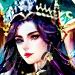 um close up de uma mulher em um vestido sentado em uma cadeira, ((uma bela imperatriz fantasia)), rainha feminina vampira bonita, Estilo de Charlie Bowater, uma bela imperatriz fantasia, rainha vampira bonita, Yennefer, Beautiful elegant demon queen, Rainha das Trevas, Princesa das Trevas, an elegant gothic princess, arte de estilo fantasia escura, she is the queen of black roses, she has long purple hairstyle, dark purple eyes (Estilo anime anos 90)