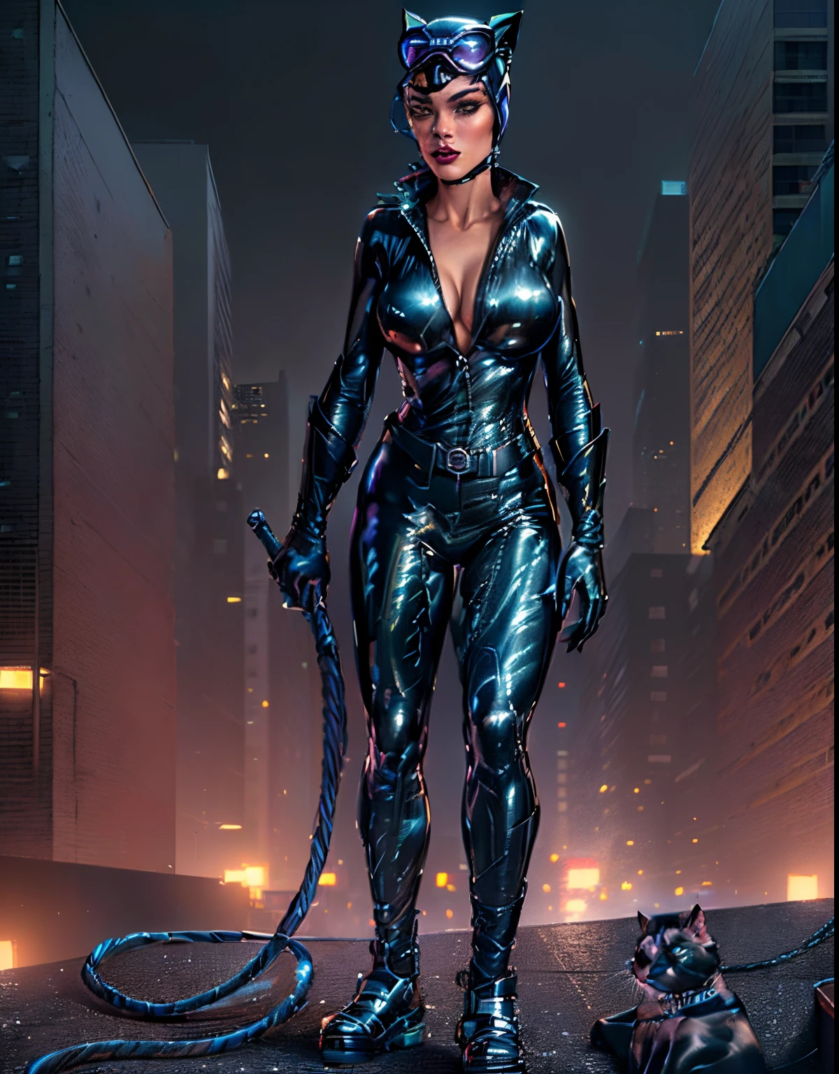 masterpiece, high quality images, perfect face, realistic drawing of a catwoman with cat mask, Catwoman on the roof of a building at night holding a whip, vestindo roupa preta de couro, pele caucasiana, olhos verdes, protagonista feminina, Mulher gato, comic realistic drawing, professional sketch, conceito de personagem realista, desenhado em um estilo neo - noir, , personagem posando para arte conceitual, design de personagem, conceito de personagem realista, loose pencil sketch, Mulher Gato, Fantastic Art, 8k