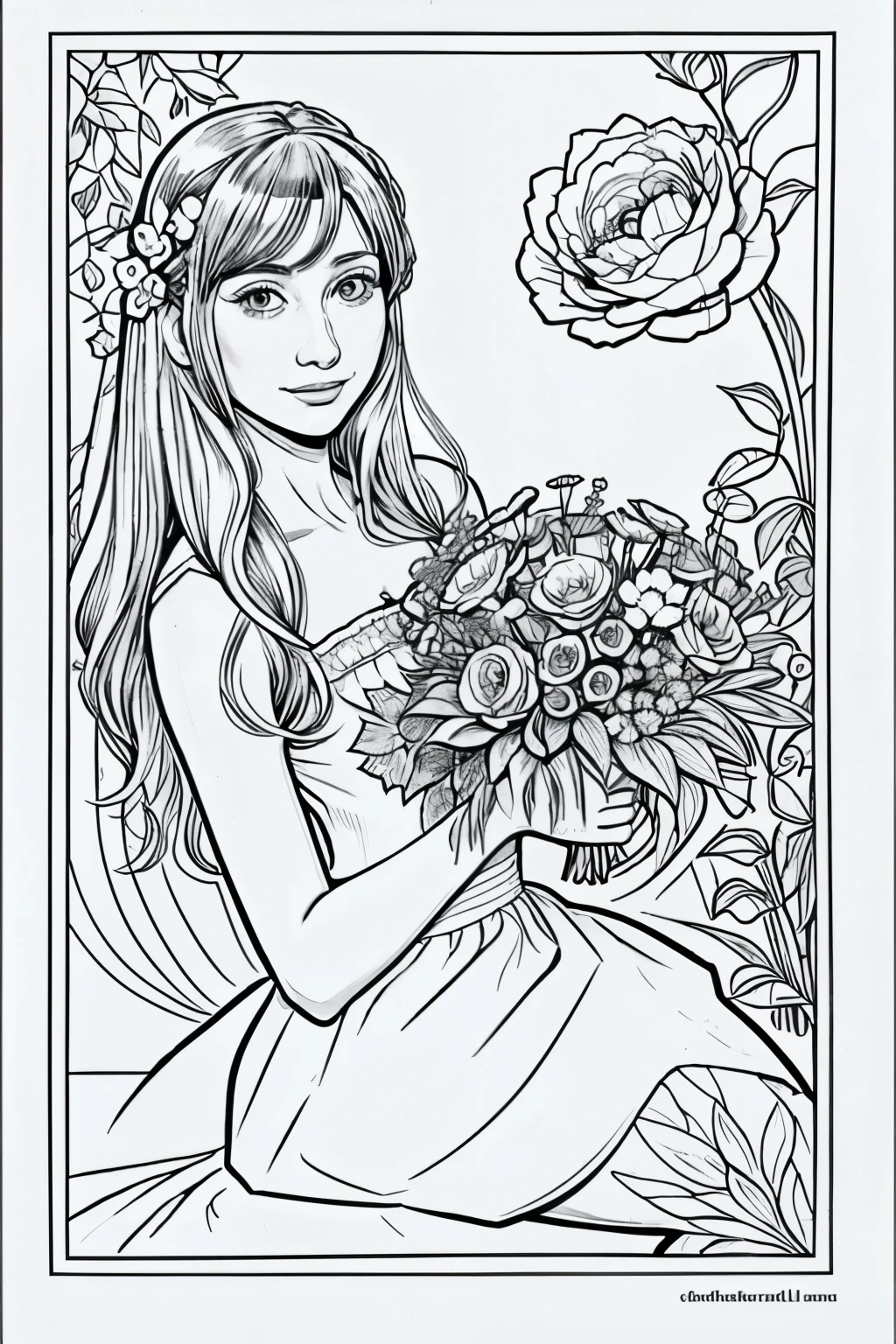 Coloring book illustration for coloring with garden flowers art line art therapy