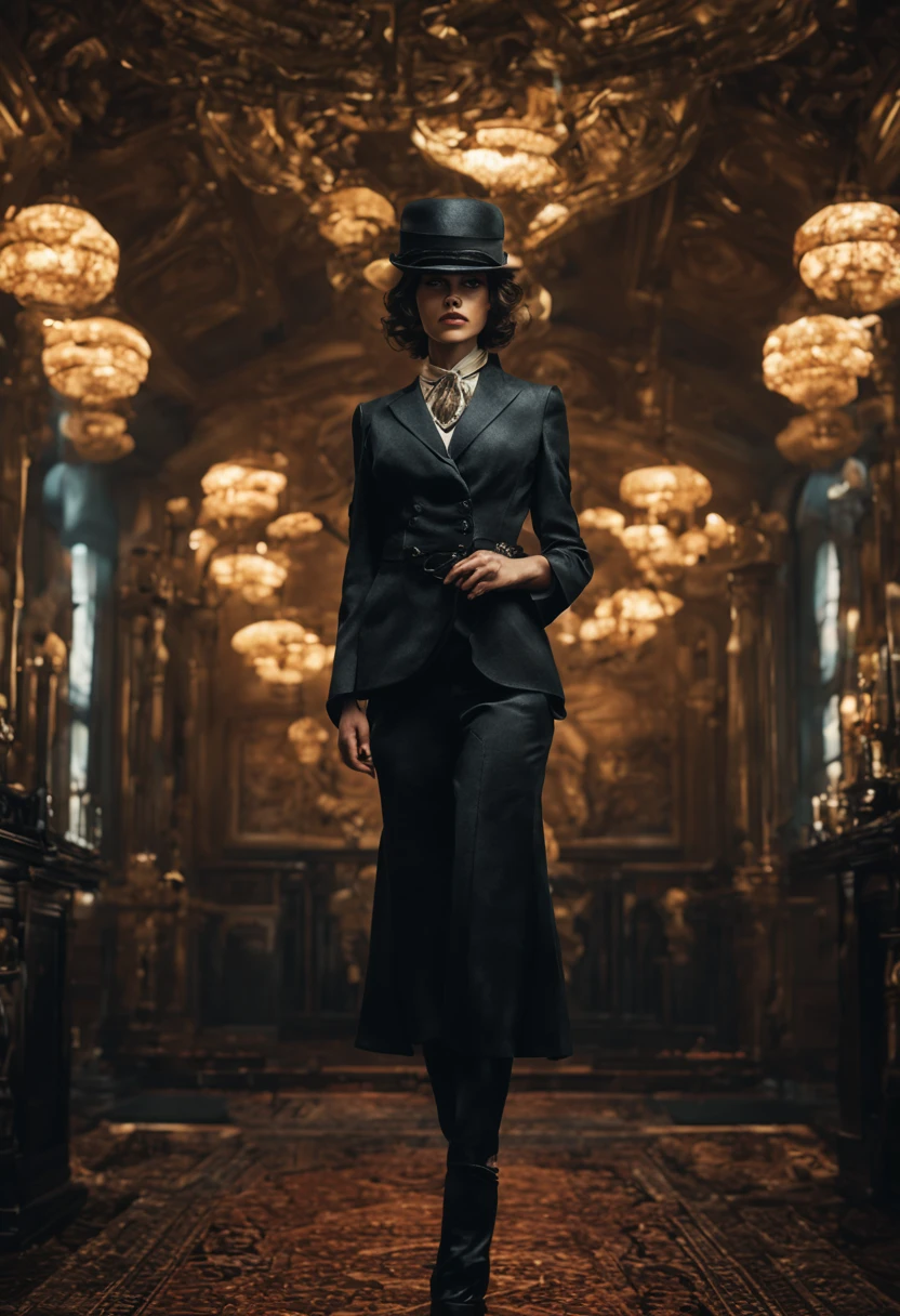 full body portrait of beautiful female 1900s gangster, perfect detailed face, detailed symmetric circular iris, Peaky Blinders aesthetic, realistic, stunning realistic photograph italian mafia character, 3d render, octane render, intricately detailed, cinematic, trending on artstation, Isometric, Centered hipereallistic cover photo, awesome full color, hand drawn, dark, gritty, mucha, klimt, erte 12k, hight definition, cinematic, neoprene, behance contest winner, portrait featured on unsplash, stylized digital art, smooth, ultra high definition, 8k, unreal engine 5, ultra sharp focus, intricate artwork masterpiece, ominous, epic, TanvirTamim, trending on artstation, by artgerm, h. r. giger and beksinski, highly detailed, vibrant