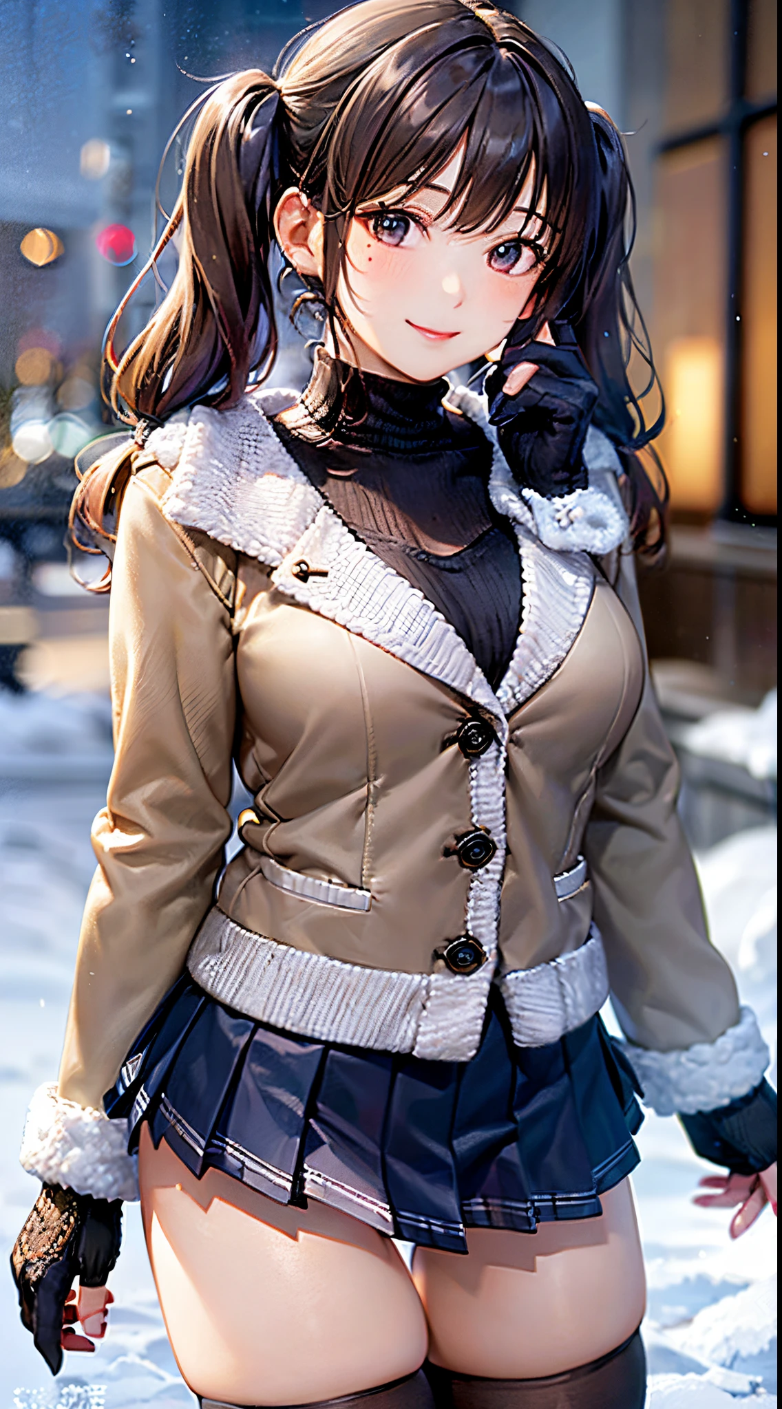 1girl, idol, close-up,photo, film, depth of field, model, looking at viewer,(NSFW),pussy,crack,super long coat,gloves,(((no panties))),(((boa thigh high boots))),exposed pussy,outdoors,(((visible pussy))),bare pussy,(((short hair))),knit hat,muffler,thick clothes,snow,zipper,blizzard,cute face,(little girl),(((no pubic hair))),headphone,(blonde hair),(((fur))),standing,city,(((from front))),(((serafuku))),(((school uniform))),school bag,no expression,ribbon,bottomless,no skirt,(((open coat))),