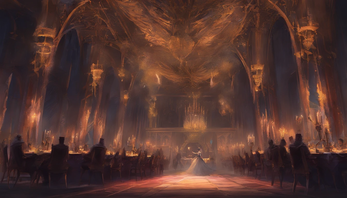 fantasy royal banquet, regal, dark magic aesthetic