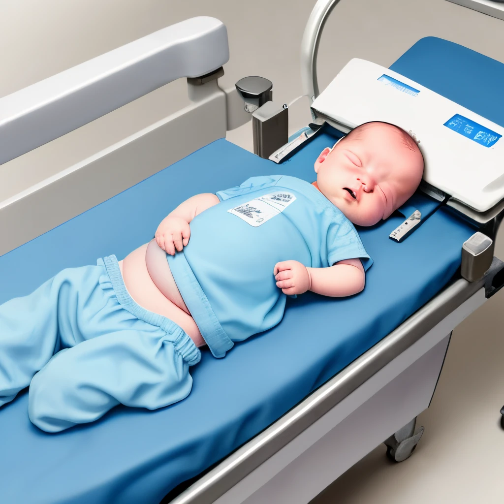 An boy was lying naked on the operating table and was undergoing circumcision