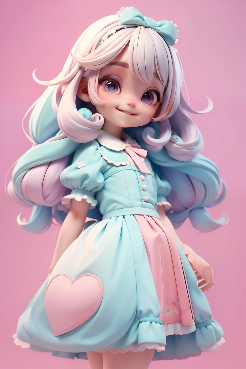 cute Alice in the Wonderland, meniga, olhos delicados, pastel tone, cabelo e roupa multicolorido, sorriso delicado, fundo simples e branco