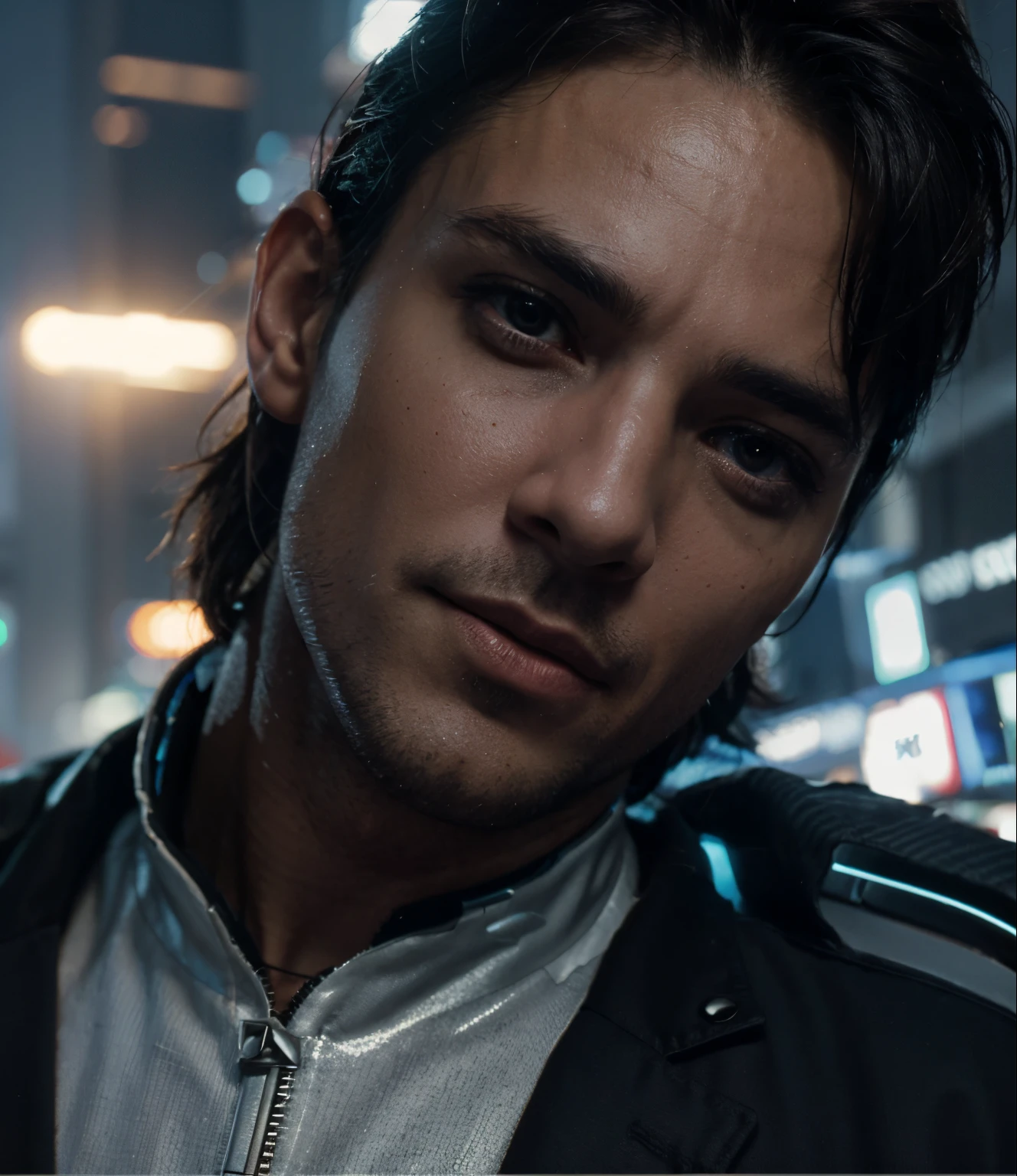 Change background cyberpunk handsome boy, realistic face, 8k, ultra realistic