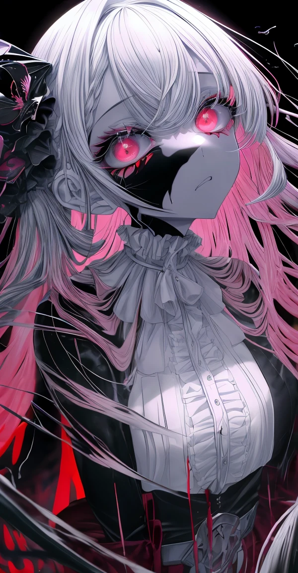 Luz radiactiva, anime2018::1, rojo::1, neon color::1,, Parte 1.5, cara detalada, Calidad Ultra, ultra graphics, Bloom 1.0, El vampiro, depression, Ultra realista, Anime IRL,Chica anime, Estilo oscuro, HDR, RTX, El cuerpo se desmorona , Cara detallada,soft illuminaotion, Makoto Sinkai,Pintura digital,staring at the camera", 8k, extremidades adicionales,Big dreamy eyes,Borrosa, Piel suave y lisa, Cara clonada, Symmetrical,neon liquid, fluyendo de los ojos,Arte del anime,Foto, Agrietamiento de la cara , ...key: rojo, sangre de los ojos, realista, Luz realista, Anime realista, Sombras realistas, liquid, dripping from a tree,depresivo, nubes, Sakura, spider lily , ojos detallados, Enfoque de los ojos, lashes, fluffy lower eyelashes:1.5, pale face,{Ojos muy rojos} {{{gloomy atmosphere}}}, imagen de miedo, selva, {{niebla}}, {{{{Neon red liquid, flowing down the trees}}}}, {{atmosfera oscura}}, {{{El cuerpo se desmorona}}}, {Trenzas}, Lluvia, {{sangre en el suelo}}, {{Fuego}}, {{{Primer plano de los ojos}}},The best generation, Ultra Generation, Generation 3000, 2048×2048.., Detalles faciales, Detallar ropa, Symmetrical balance, Ghoul de Tokio, El vampiro, Kaneki, Anime 2020, Agua y cielo, cabello negro,cabello detallado, Ghoul de Tokio, Kaneki, El vampiro, Arte depresivo, depression, aburrimiento, Tristeza, llorar, Dolor, humo negro, Black Energy, tentacles, Kagune, sangre, sangre en la cara, Un mar de sangre, Cadenas, Barbed wire, Fuego, Wide-angle camera, Muchos detalles finos, spider lily, Sakura, dulce, Scalopendra, fondo negro, Agujero en el estuche, muerto por dentro, Arte muerto, acostado en la hierba,