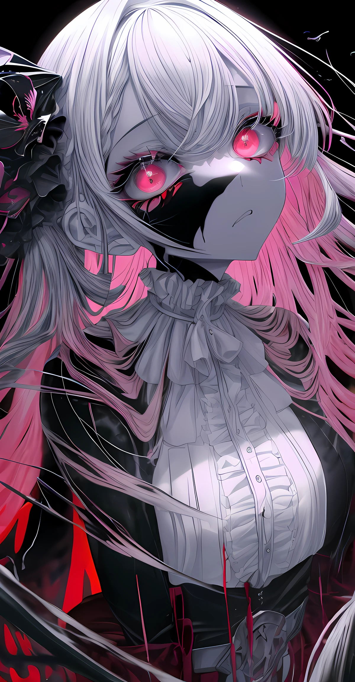 (flat color),colorful,(masterpiece:1,2), best quality, masterpiece, highres, original, extremely detailed wallpaper, looking at viewer, ,icochiya,1girl,white_rose,dolldress