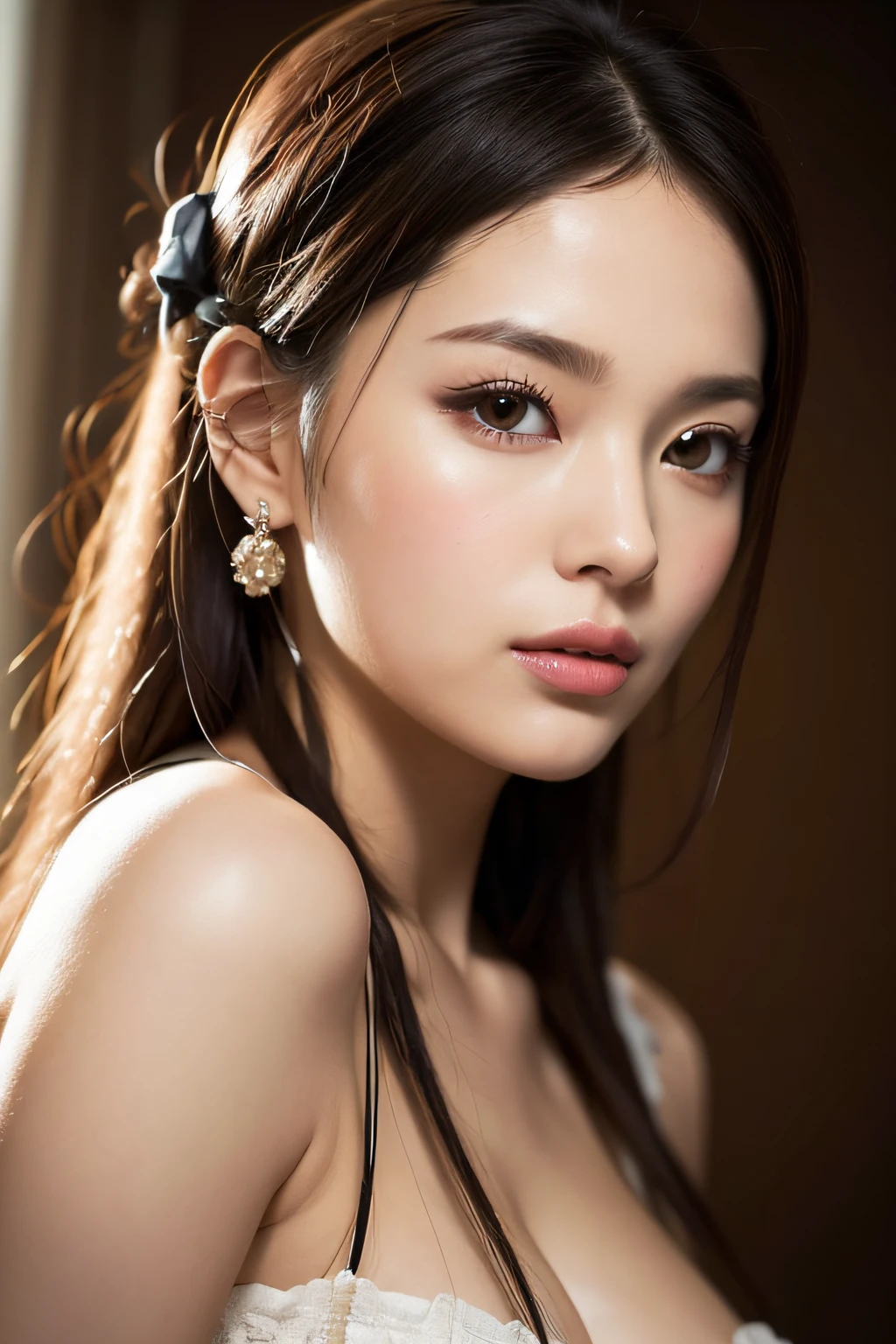 Focus on people。Create and express the best shining composition of the person in a realistic way。((masterpiece))、(((top-quality)))、((ultra-detailliert))、(A hyper-realistic)、(highly detailed CGillustration)、(extremely delicate and beautiful)、Girl a masterpiece、top-quality、Realistic skin feeling、Realistic fabric、We will introduce a realist illustration focusing on the center front of girls with realistic and ultra-detailed eyes.。This is the absolute rule, and the following sentence expresses the image quality。 The greatest painter in human history meets an unparalleled beauty、It is the greatest masterpiece in the history of the Inuiku Ichigo, which depicts the most beautiful figure of a lifetime.。 Create stunning anime artwork that is currently trending on seaStation、Introducing exquisite beauty and seductive aesthetics。Hair is tied up、onepiece