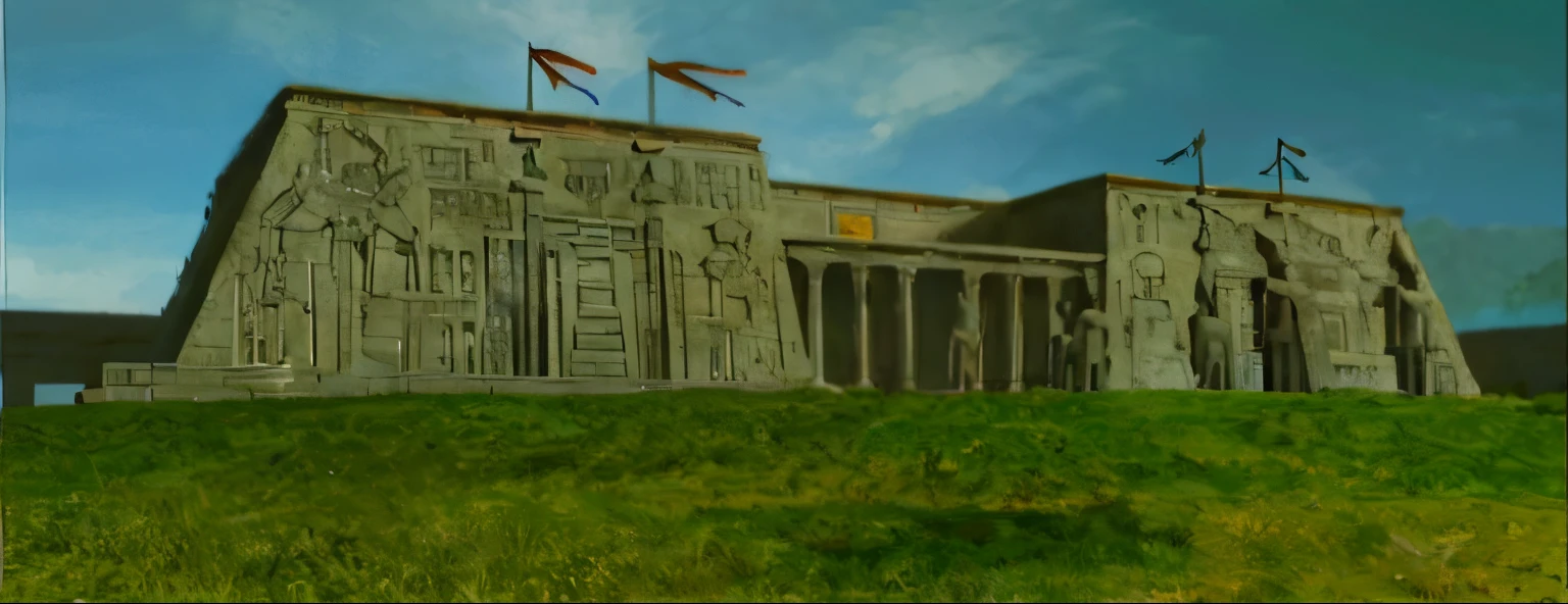 Hay un edificio grande con muchas estatuas., Exterior del templo de Scifi, Palacio gigante monumental, Antiguo templo, Antecedentes del templo, Fondo del Festival Romano, Fondo que representa un templo, Ancient biomechanical temple, Estructuras de tumbas gigantes, ancient brass dwemer ruins, Antecedentes del museo, cybertronic hindu temple, monolithic temple, Antecedentes del palacio, sien, Toma de establecimiento realista