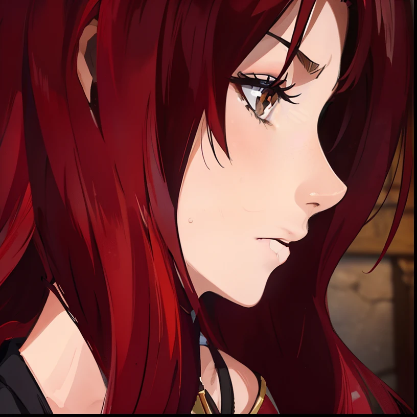 Erza Scarlet is one of the main characters in the series. The young woman with scarlet hair and brown eyes is described as an amazing woman, very strict and who does not admit when others make mistakes. She's a slender, head up, pele molhada, high resolution water, circunstanciado ((melhor qualidade)) ((pele molhada)) ((olhos bonitos))