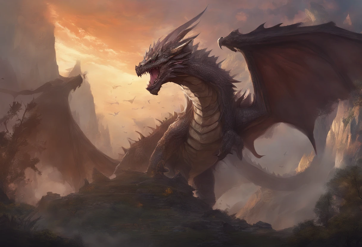 There is a big dragon with a huge head and a huge body, epic fantasy card game art, highly detailed fantasy art, detailed digital 2d fantasy art, epic fantasy artwork, detailed fantasy art, epic fantasty card game art, Dungeons&Dragons Fantasy Art, hyperrealistic d & d fantasy art, symmetrical spectacular fantasy art, cyborg dragon portrait