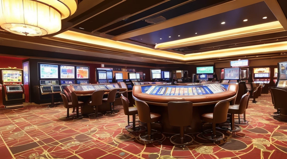 A vibrant casino scene featuring a roulette table at the center with a roulette wheel spinning. Surrounding the roulette table are various charts and graphs analyzing patterns in roulette outcomes, displaying statistical data, probability curves, and trend lines. The atmosphere should be electric, with colorful casino lights reflecting off the charts and graphs, creating a sense of strategy and analysis combined with the excitement of the game. The environment should feel high-tech yet immersive, with the focus on the blend between traditional casino gaming and modern data analytics.",