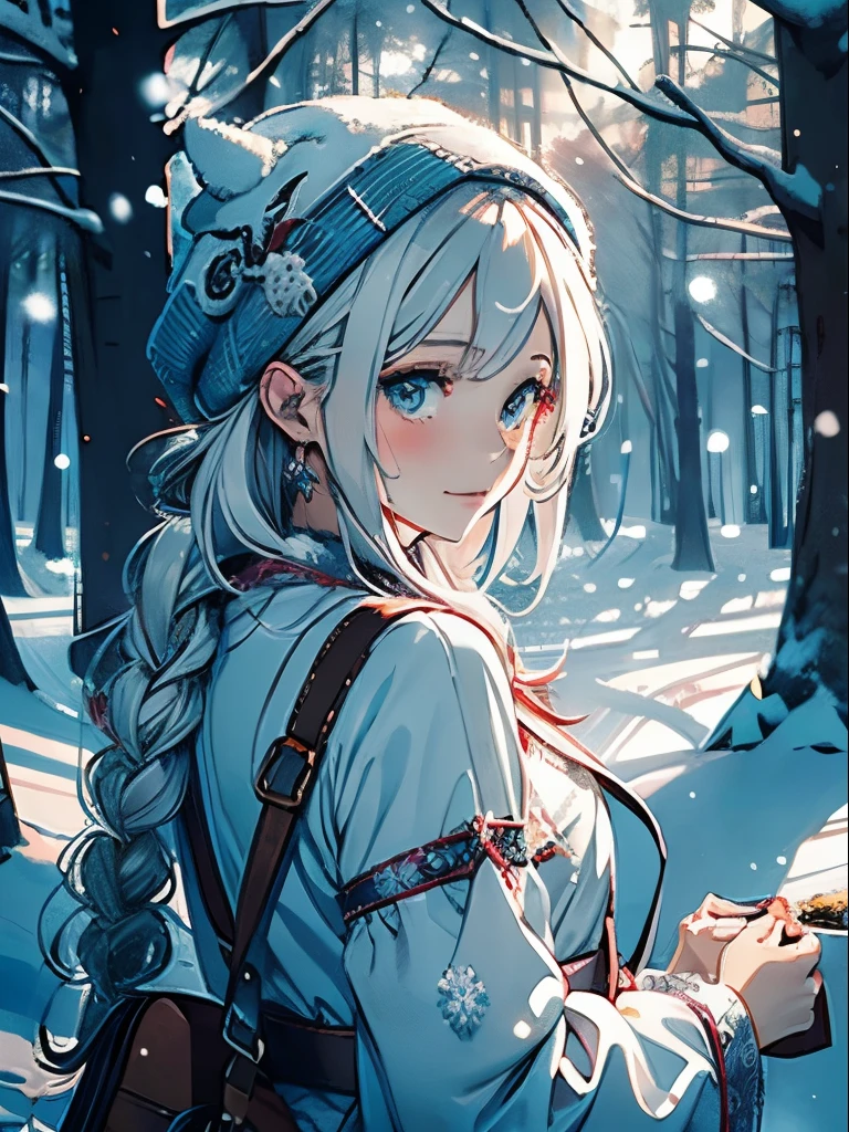 (Best Quality, masutepiece),Enchanted mystical forest, blanche,Yuki,White the,Powder snow,snow cover