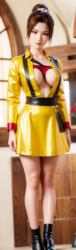 Mai Shiranui, (best quality, ultra-detalhado, Realistic:1.37), rosto delicado, rosto detalhado, Sweet smile expression, corpo perfeito, Textura ultrarrealista, Retrato, vivid colors, soft lighting