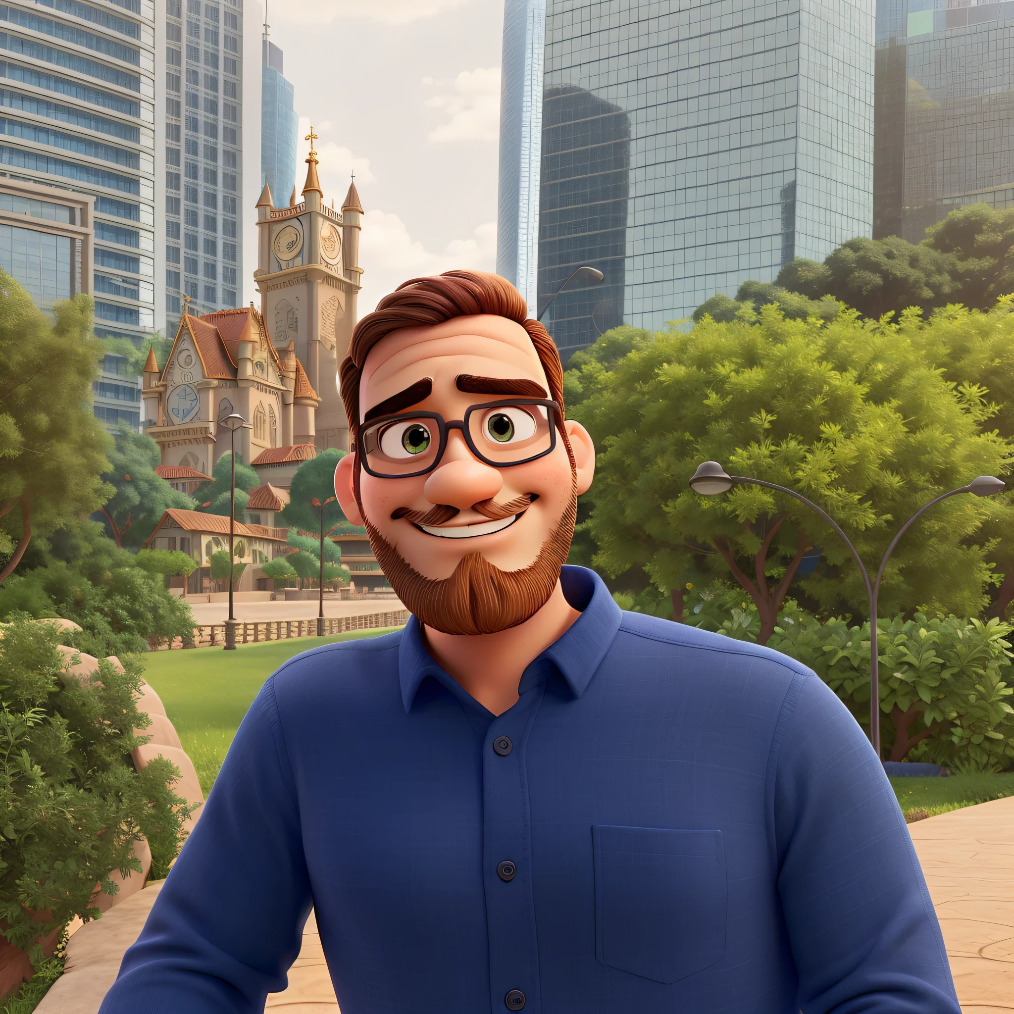 Um homem estilo disney pixar, com barba, alta qualidade, melhor qualidade