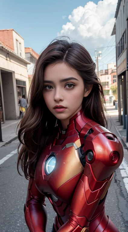 .RAW, Obra maestra, Foto ultra fina,, La mejor calidad, ultrahigh resolution, fotorrealista, luz del sol, Retrato de cuerpo entero, unbelievably beautiful,, dynamic poses, cara delicada, Ojos vibrantes, (perfil, Mech sexy) , lleva un mech futurista de Iron Man, Esquema de color rojo y dorado, Highly detailed abandoned warehouse background, Cara detallada, Antecedentes ocupados detallados y complejos, Desordenado, splendid, blanco lechoso, Piel alta y detallada, Detalles realistas de la piel, poros visibles , foco nítido, volumetric mist, 8k UHD, digital SLR camera, alta calidad, Film grain, piel clara, Fotorrealismo, lomography, Sprawling metropolis in futuristic dystopia, Vista desde abajo, Translucent,