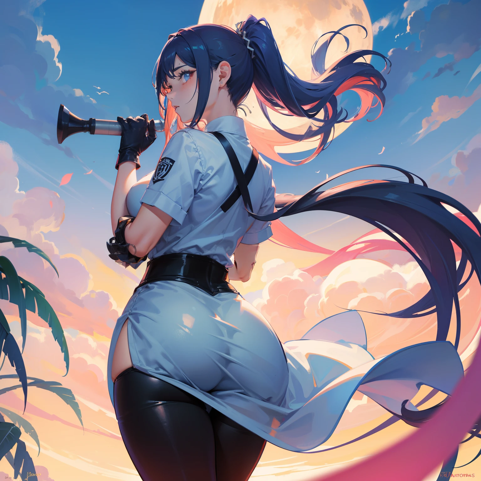 um close up de uma mulher de camisa rosa e calcinha azul, pawg, thick thieves, beautiful thick female, big booty, bochechas grandes, bochechas grandes!, curvy accentuated booty, Chinesa, Forma de bumbum, Curvando, quadris mais largos, lit from behind, low view, pernas grossas, traje apertado, quadris largos