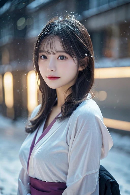 Upper body naked、beutiful breast、beautiful nipple(Kimono)、、(top-quality,masterpiece:1.3,超A high resolution,),(ultra-detailliert,Caustics),(Photorealsitic:1.4,RAW shooting,)Ultra-realistic capture,A highly detailed,high-definition16Kfor human skin、 Skin texture is natural、、The skin looks healthy with an even tone、 Use natural light and color,One Woman,japanes,,kawaii,A dark-haired,Middle hair,(depth of fields、chromatic abberation、、Wide range of lighting、Natural Shading、)、、(Falling snow:1.2)、(Hair swaying in the wind:1.2)、(At night, snow reflects off the outside lights:1.1)
