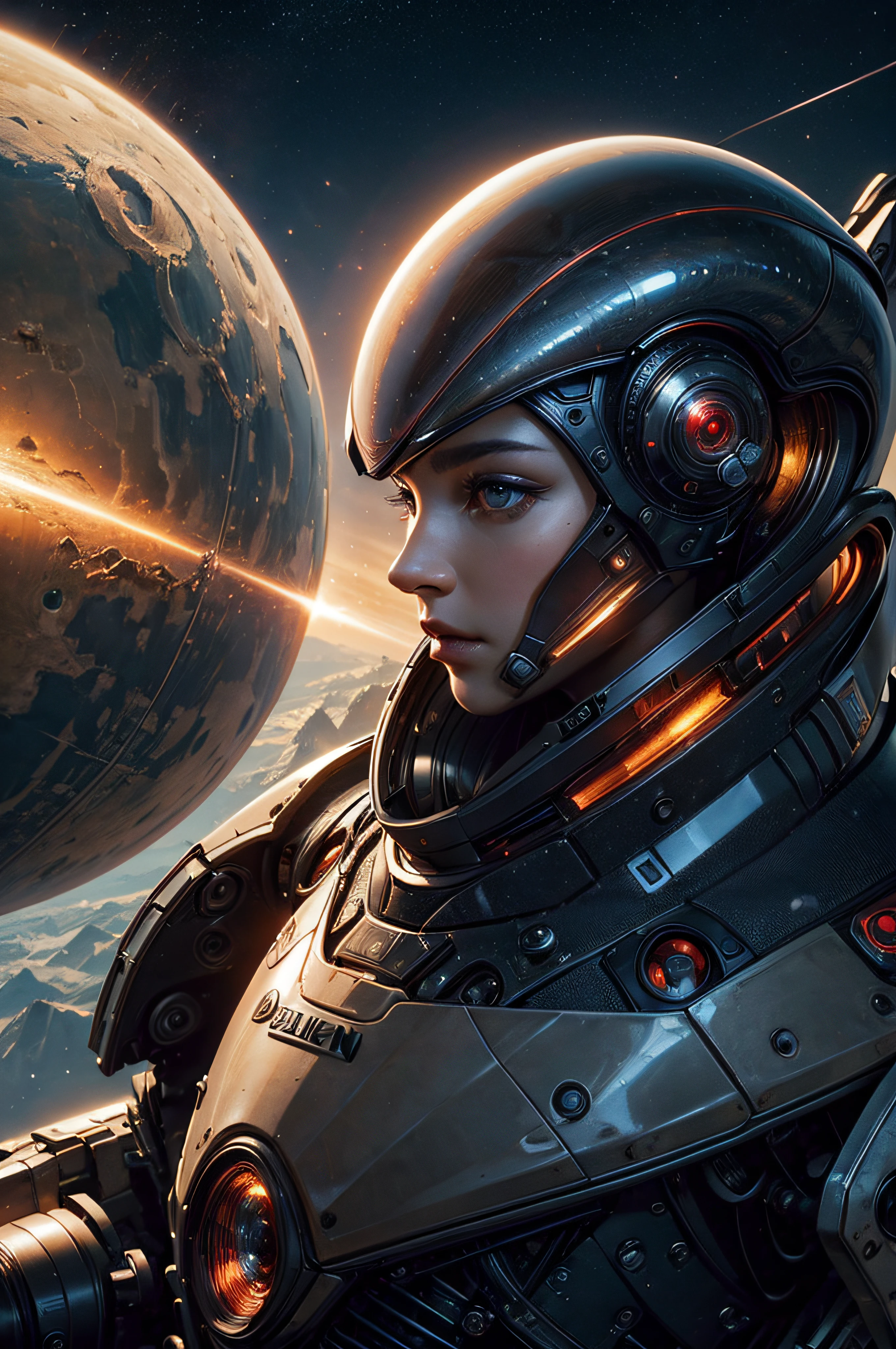 (1alien:1.3), solo,__body-parts__, official art, unity 8k wallpaper, ultra detailed, beautiful and aesthetic, beautiful, masterpiece, best quality, RAW, masterpiece, super fine photo,, best quality, super high Resolution, photorealistic, full body portrait, stunningly beautiful,, dynamic pose, delicate face, vibrant eyes, alien is wearing a futuristic Iron suit mech, red and gold, Highly detailed space ship background, detailed face, detailed complex, gorgeous, high detailed skin, realistic skin details, sharp focus,
spaceship flying through space with planets in the background, 8k uhd, dslr camera, High quality, fair skin, photorealism, in a futuristic dystopia, by Ray Shark
