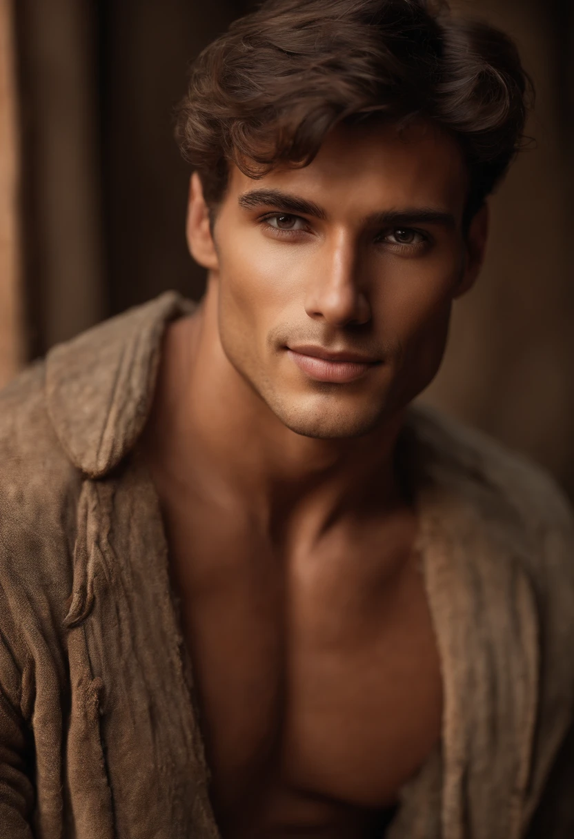 A close-up of a dusty old book with a worn leather cover.,original,Sebastian Sallow is a male of average height with bronze brown hair and brown eyes. His skin is slightly tanned and covered in freckles. He has an oval face and is almost constantly smiling. He has full lips and thick brows. His body is lean but still soft.
