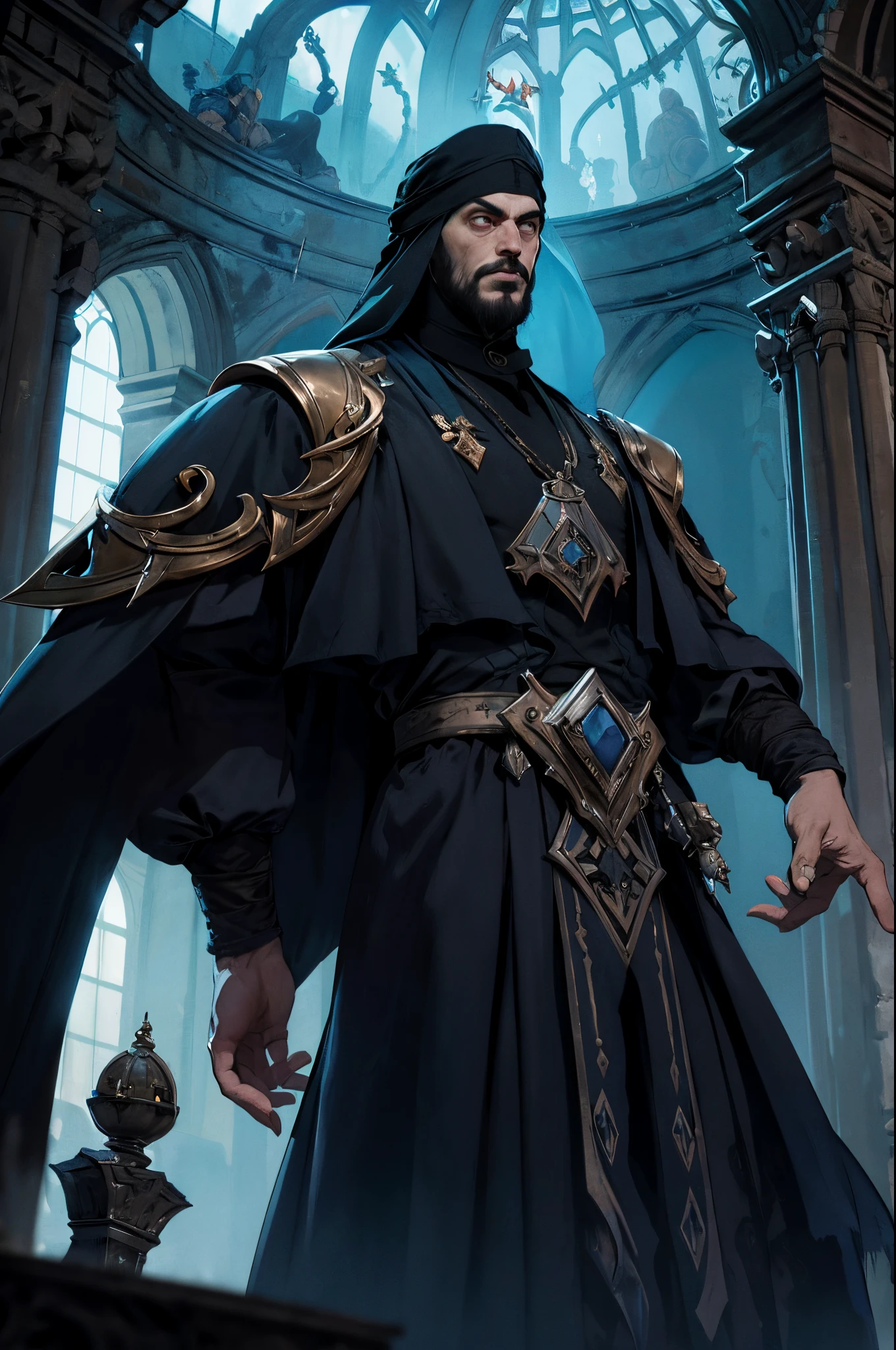 "Dans un univers alternatif où la série Castlevania Lord of Shadows se déroule dans un monde d&#39;inspiration islamique, créez une invite qui explore une grande bataille entre le protagoniste et une formidable force surnaturelle, incorporant des éléments de la mythologie islamique, architecture, et mysticisme pour créer une expérience de jeu unique et immersive."
