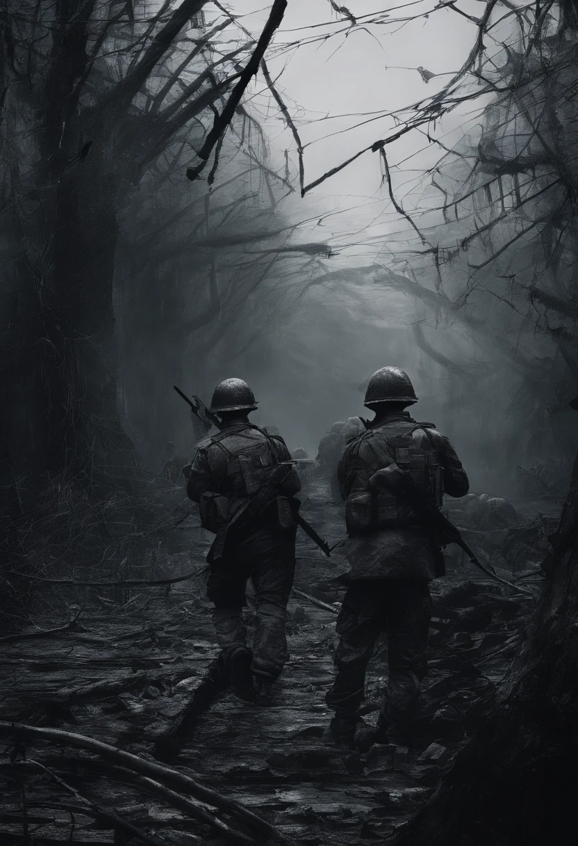 world war 2，，at the battlefield，binh，concentrate