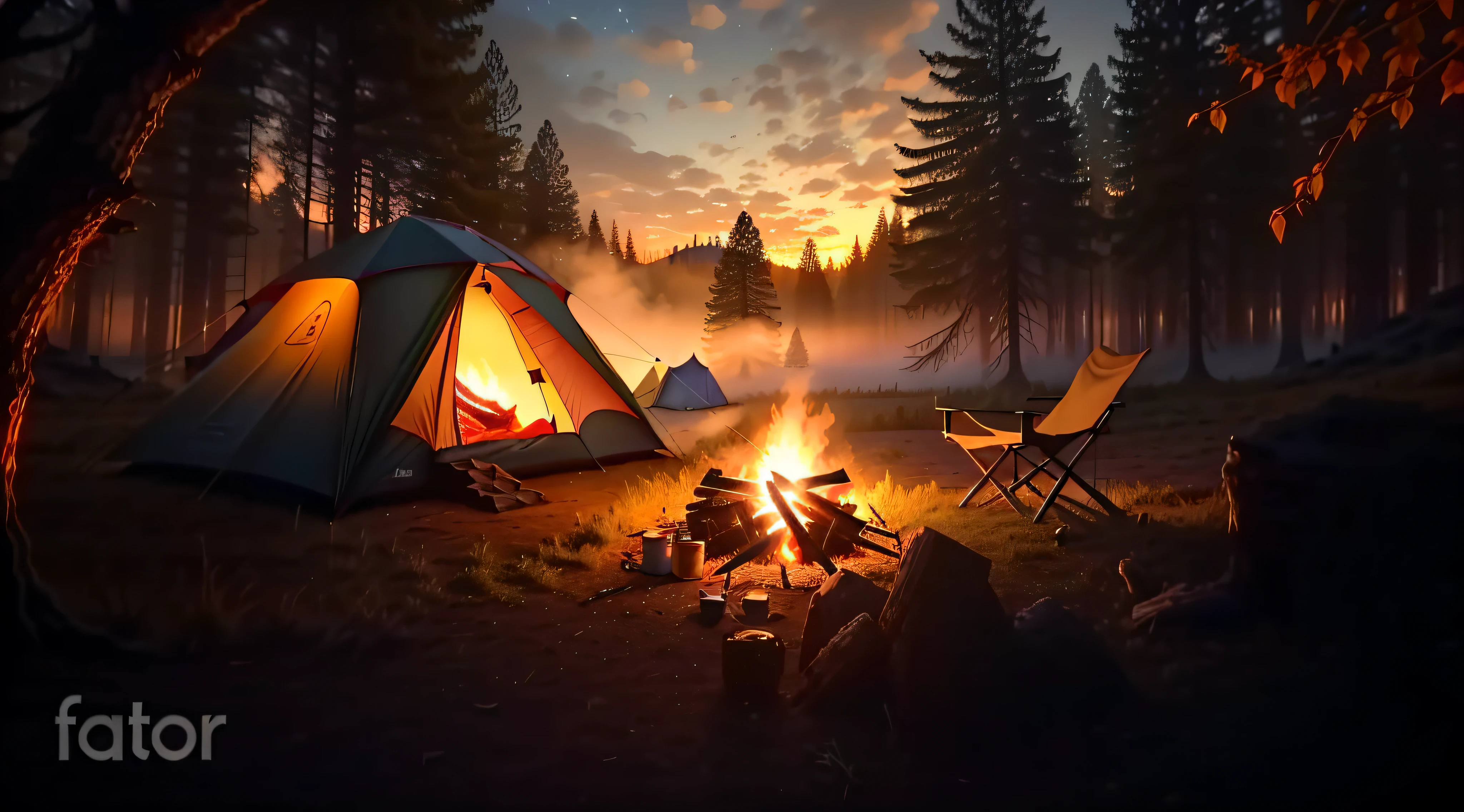 There is a tent with a fire in the middle of the field, campfire in background, campfire background, camping, at a campfire at night, bonfires, at a campfire in the forest, campfires, Outdoors at night, Barrel fires and tents, Outdoor activities at night, Relaxing environment, night in the forest, Peaceful environment, bathed in the the glow of a fire