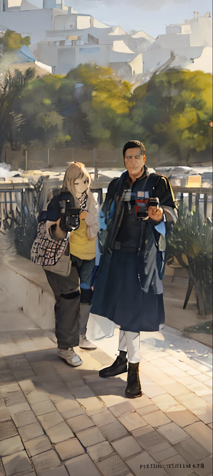 Ultra realistic 8k standing on a brick walkway with a camera and camera case, Drinking boba tea, Charli Bowater y Artgeem, taken in the early 2020s, Foto de vacaciones, en el Taco Bell Drive Through, Foto tomada en 2 0 2 0, Vestido con ropa crustpunk, foto de perfil 1024px, imagen de muy muy muy baja calidad