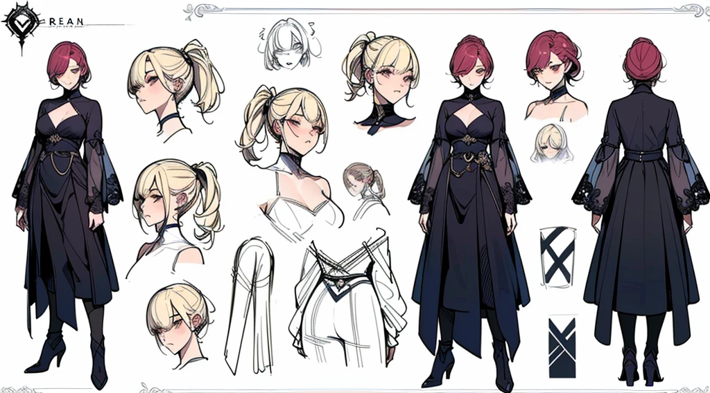 Female original character reference sheet adoptable,