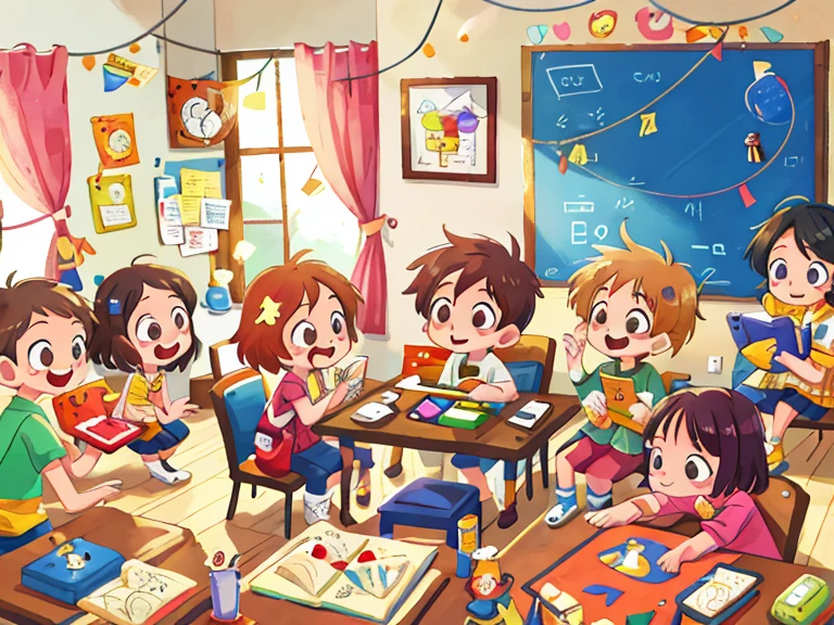 A mr garrison，30 students，Students aged 2-6，Play board games together in the room，No tables and chairs