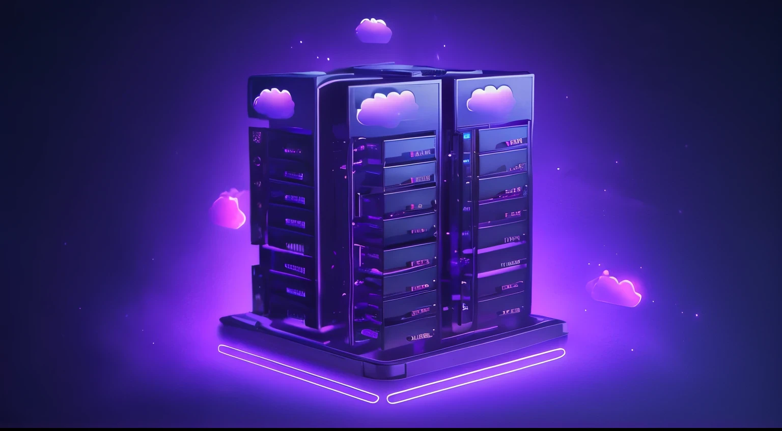 a host, server, tecnology, purple, clouds, high quality