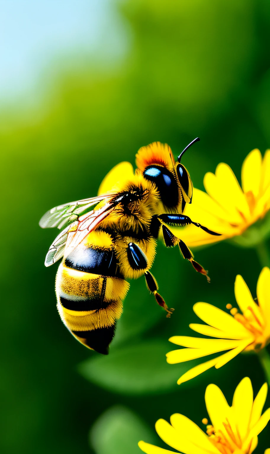 Imagery of a bee hovering over flowers with the caption "Nature's Skincare."
