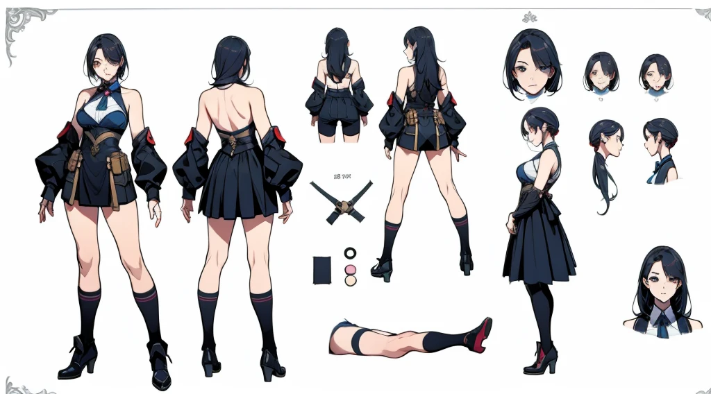Female original character action reference sheet adoptable,