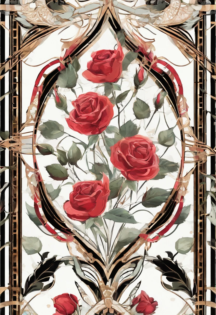 seamless pattern, roses, watercolor style, WHITE BACKGROUND