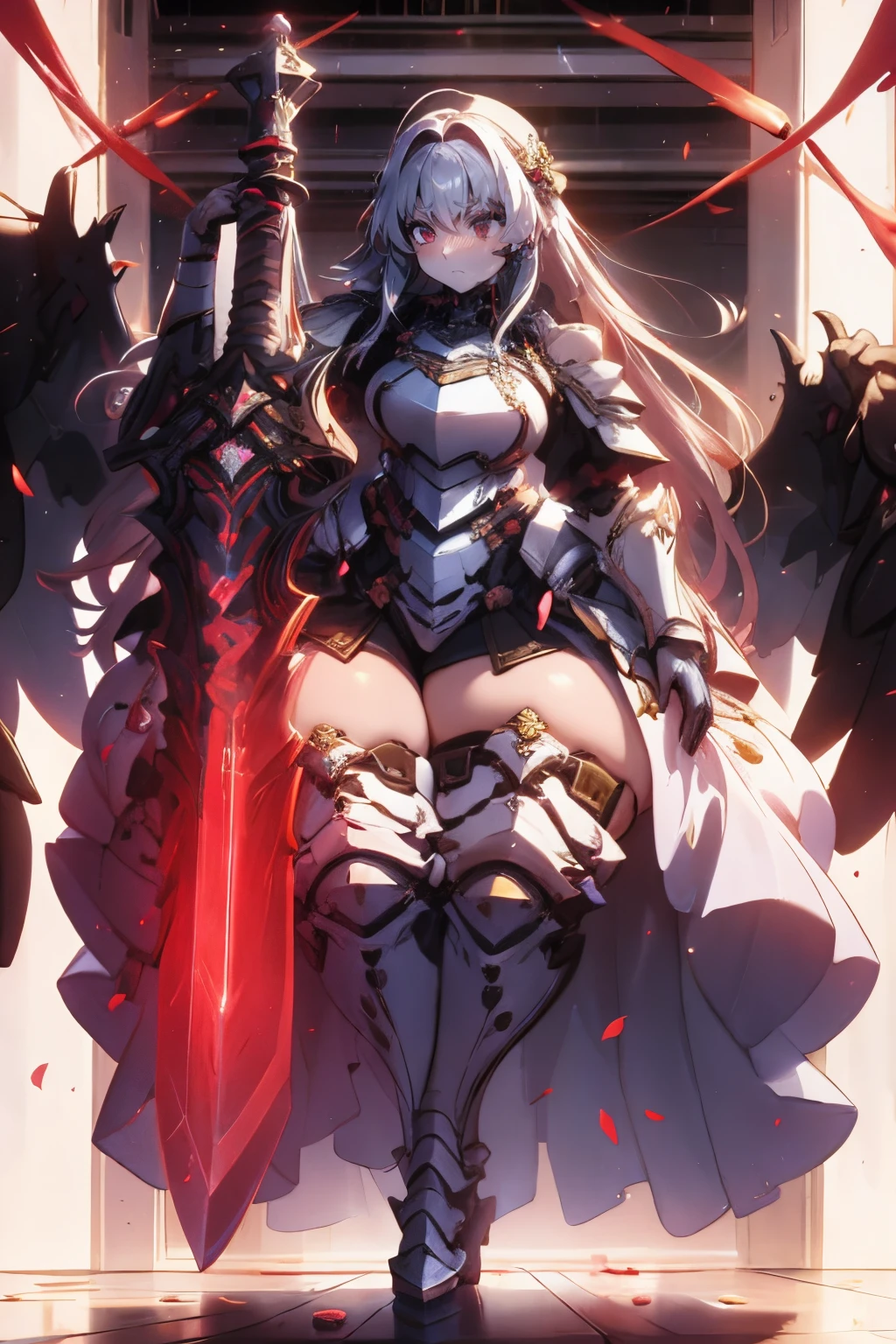 A group of  female knight, (in cave), various hair styles, harem, wearing armored clothes, metal armor, details face, , short skirt, seducing, sword, tentacle breast grab