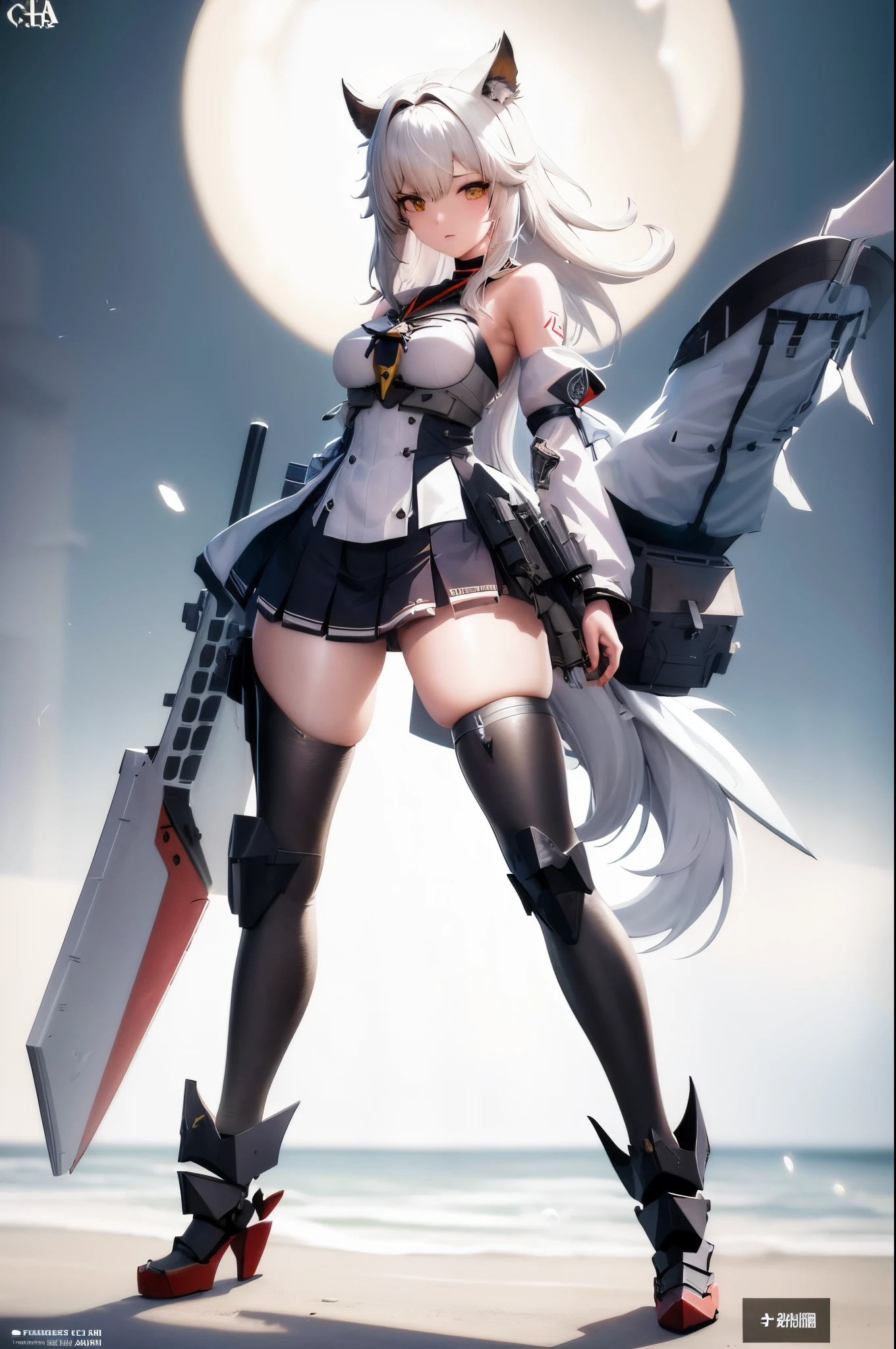 ****** anime com espada e armadura na frente de uma lua cheia, badass anime 8 k, kantai collection style, Melhor Anime 4K Konachan Wallpaper, de arknights, cushart krenz arte chave feminina, Estilo de pista Azur, Do videogame Azur Lane, Anime Art Wallpaper 8K, de ******s da linha de frente, Cushart Kenz