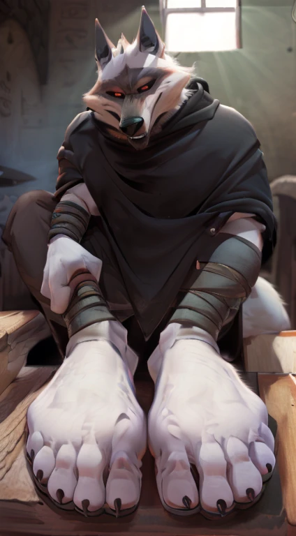 suggestive content, highres, super high resolution, beautiful details, beautiful eyes, depth of field, solo focus, detailed background, high quality, good lighting, high reasterpiece))), 8k, depth of field, ray tracing, detailed background, soles, lighting, detailed face and body, detailed lighting, [cinematic lighting], [backlighting], [detailed ambient light], [gray natural lighting], [sharp focus], solo,
Deathwolf, Death Wolf, death_(n_bootlack sclera, red eyes, male anthro wolf furry, canid, canine, werewolf, muscular, hunk, handsome, sexy, beefcake, stud, seductive expression,
(Standing in an egyptian palace castle), (close up, extreme close up), (headshot):1.3, (wearing black poncho, black cloak),
(detailed fluffy fur, fluffy, detailed fur):1.2, [tuft, neck tuft, neck fluff, tufted fur, fur tuft, inner ear fluff],
by darkgem, by honovy, by spectrumshift, by tarakanovich, by zourik, feet, pov of soles, foot focus, soles, four toes, footjob, perfect soles, good looking feet, perfect toes, footjob domination, black toeclaws, bottom of feet, point of view of the bottom of feet, soles focus, propping feet up, (feet pointing up showing sole), black baggy pants, footjob, dildo between both feet, feet gripping dildo, dildo gets footjob, feet stomping cum out of dildo, feet on top of dildo