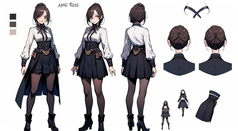 Female original character action reference sheet adoptable,