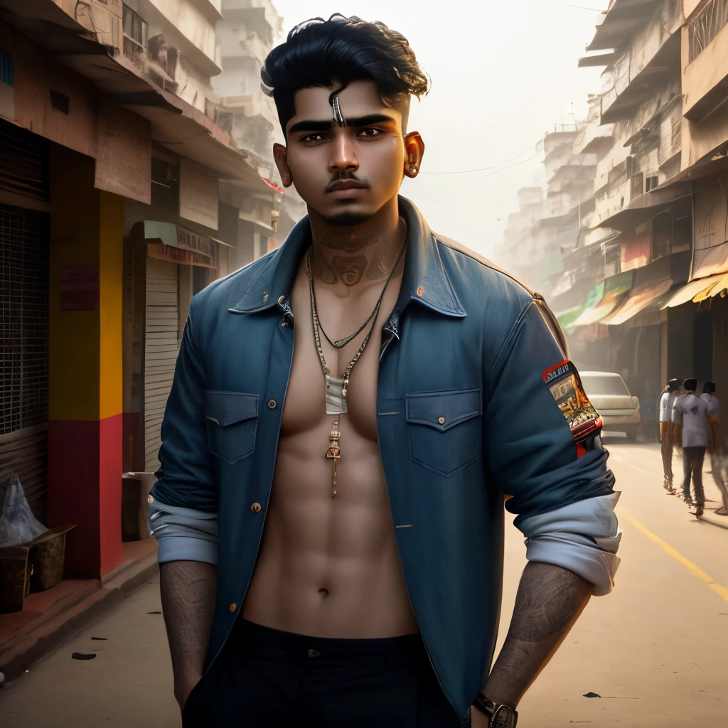 Make a image of Indian young gangster in Mumbai in the era of 90s